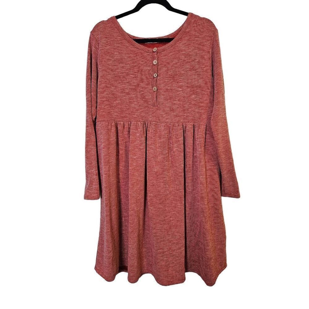 Blakeley burnt orange ribbed casual knee length cozy dress. Size 2XL.